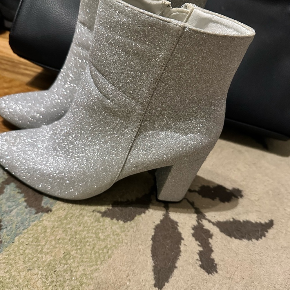 SHEIN Shimmering Silver Heeled Boots